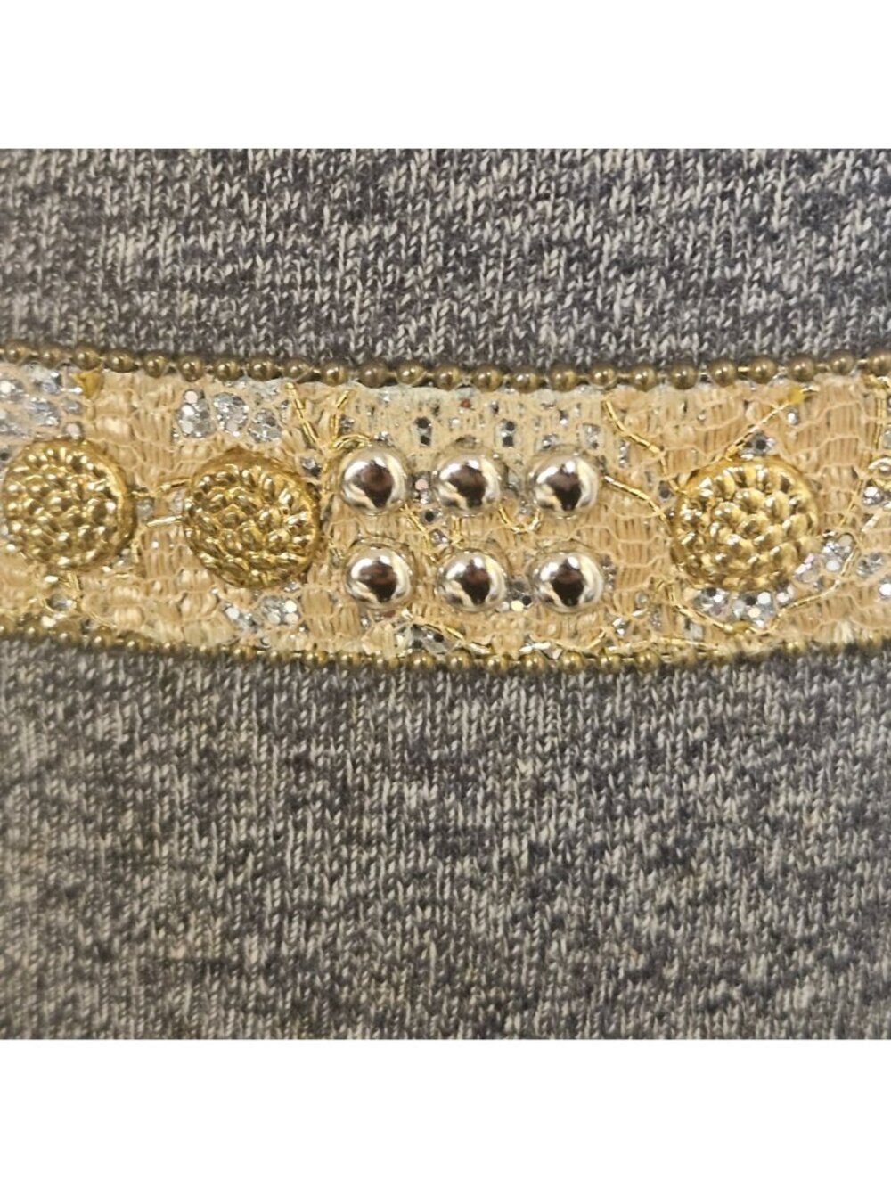 Vintage Beaded Waist Belt Womens Size M/L Gold Silver Accents Goldtone Buckle - Picture 4 of 10